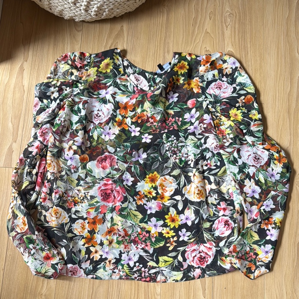 Generation Love Floral Puff-Sleeve Blouse - Black Multi